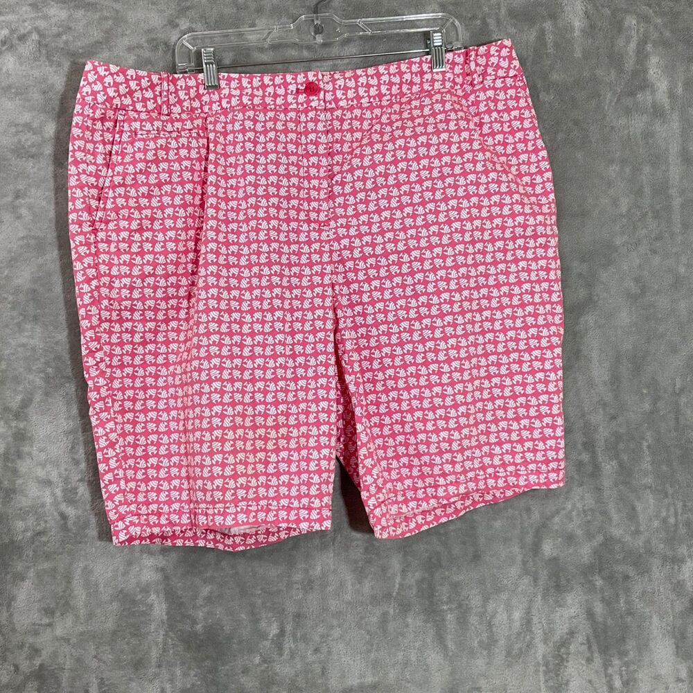 Talbots shorts chino fish print pink women 16W pockets inseams 11” Travel